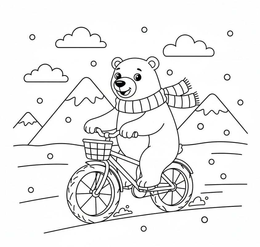 Eisbär fährt Fahrrad ausmalbilder