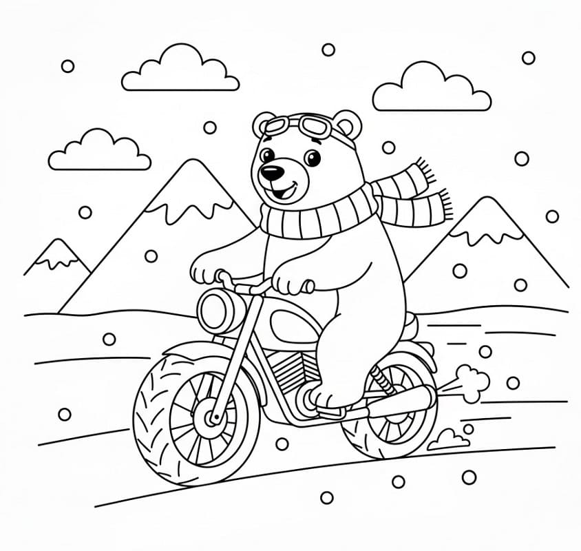 Eisbär fährt Motorrad ausmalbilder