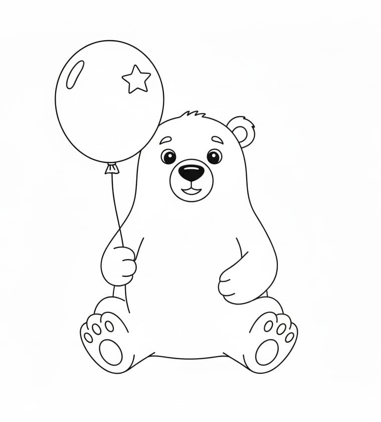 Eisbär mit Ballon ausmalbilder