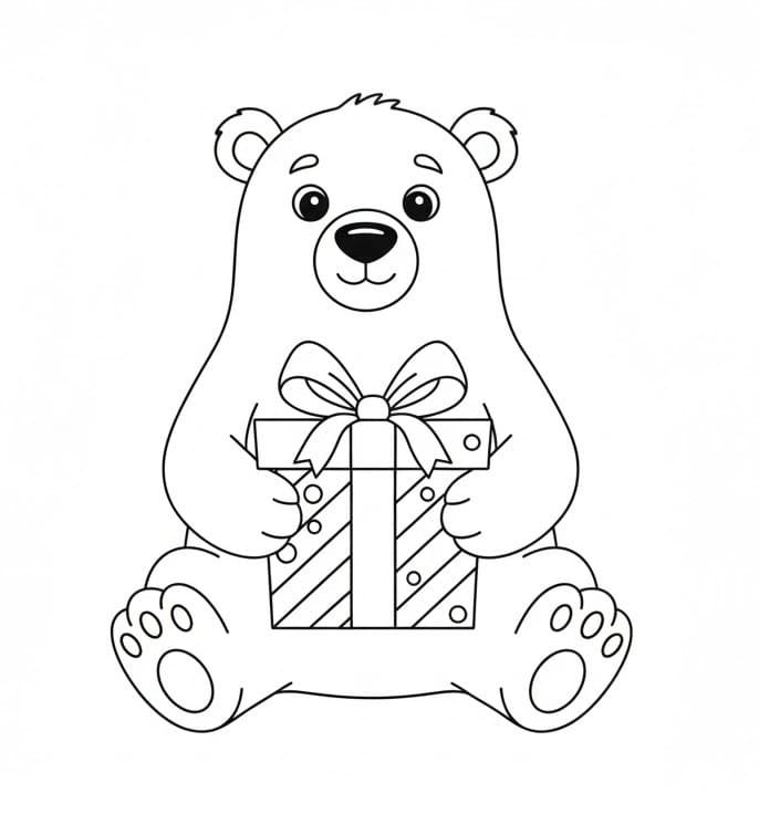 Eisbär mit Geschenk ausmalbilder