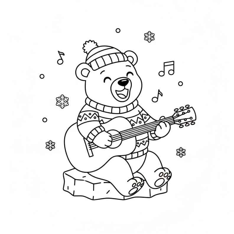 Eisbär spielt Gitarre ausmalbilder