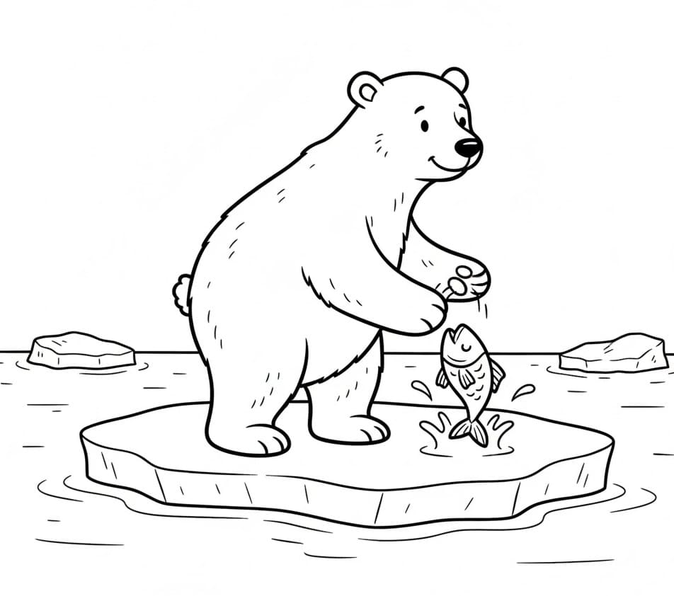 Eisbär und Fisch ausmalbilder