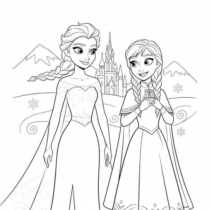 Elsa und Anna ausdrucken ausmalbilder