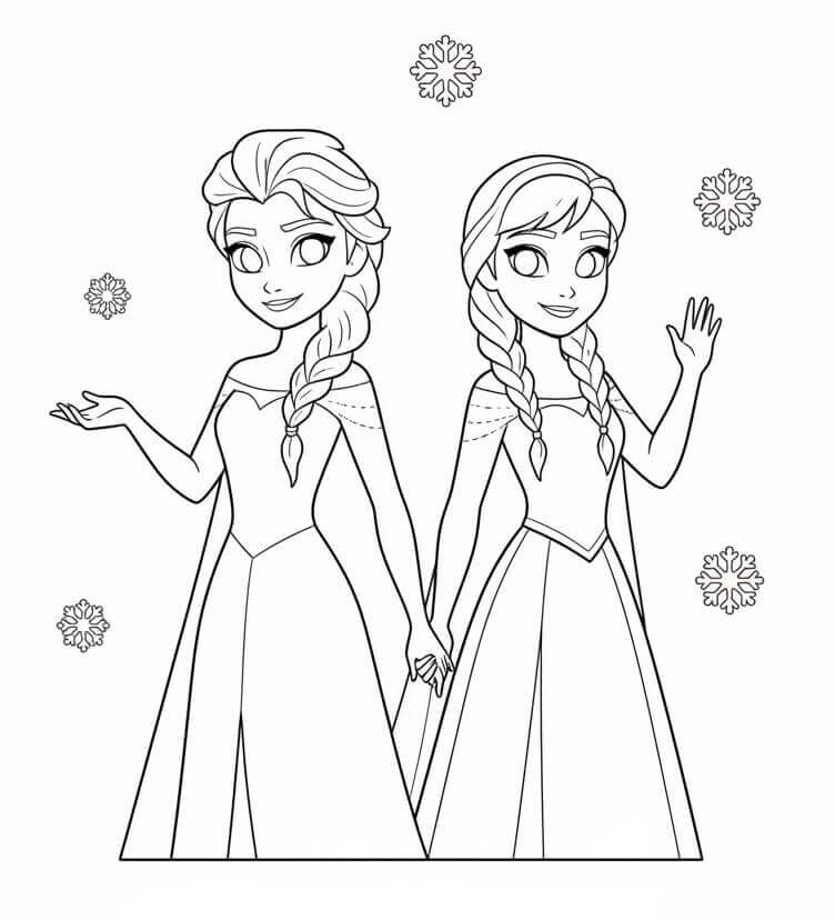 Elsa und Anna für Kinder ausmalbilder