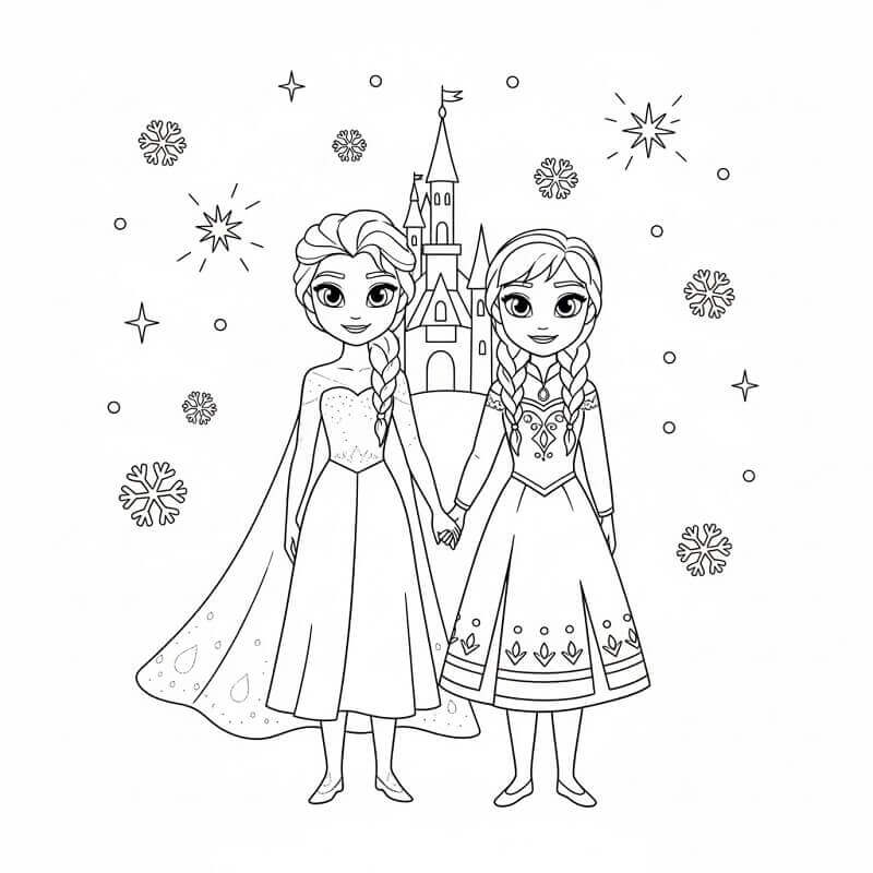 Elsa und Anna gratis ausmalbilder