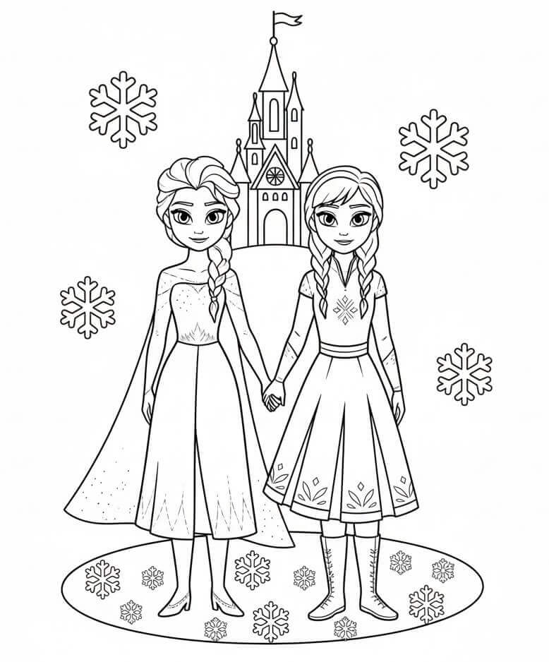 Elsa und Anna zum Ausdrucken ausmalbilder