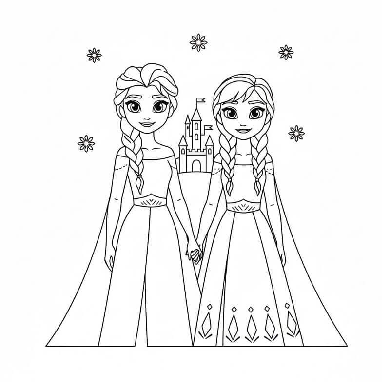 Elsa und Anna zum Drucken ausmalbilder