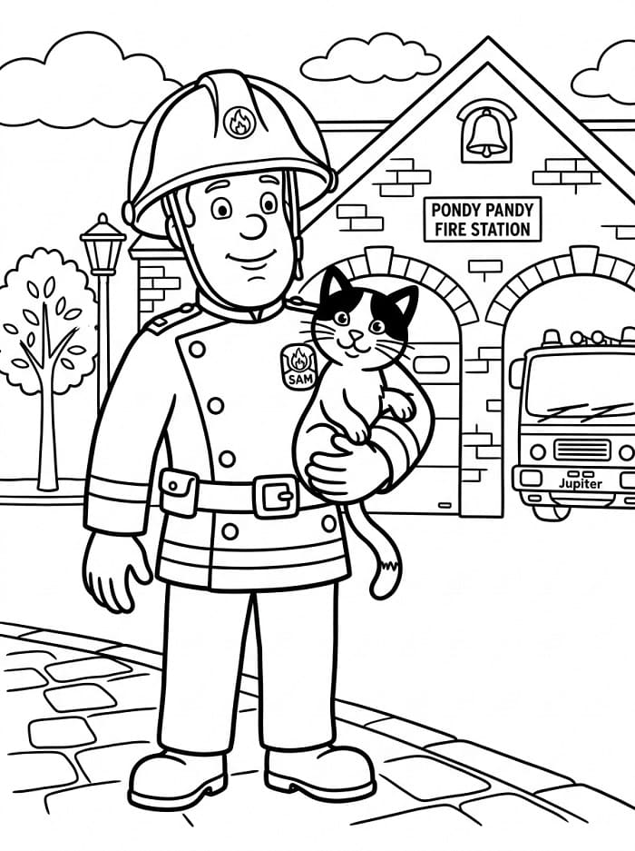 Feuerwehrmann Sam gratis ausmalbilder