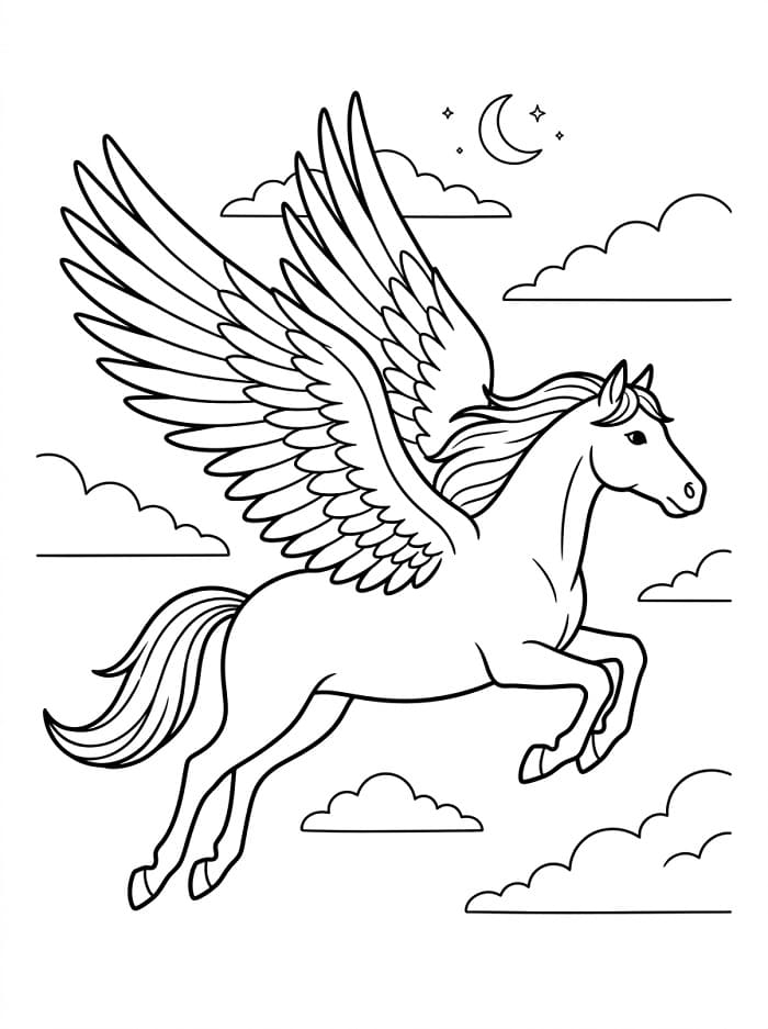 Fliegender Pegasus ausmalbilder