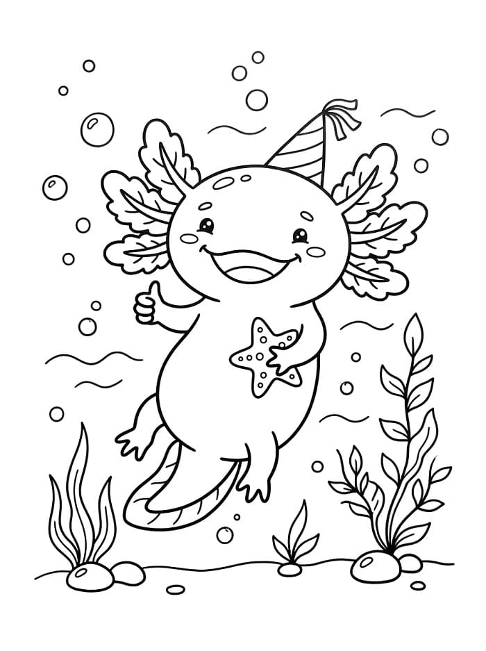 Fröhlicher Axolotl ausmalbilder