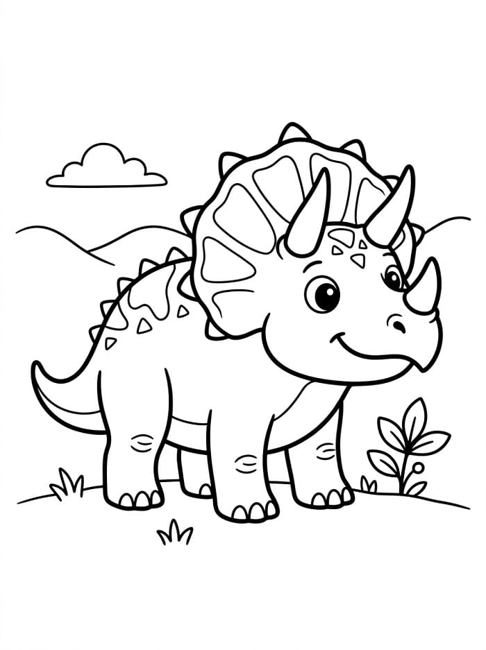 Fröhlicher Triceratops ausmalbilder