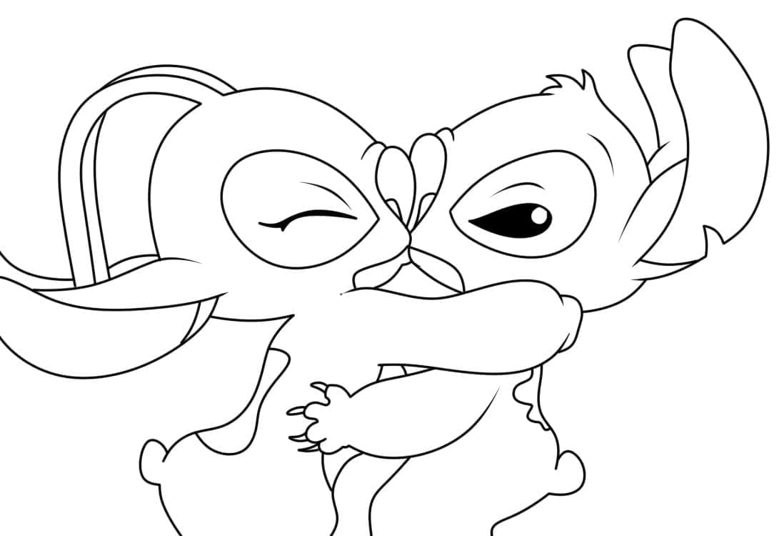 Fröhliches Stitch und Angel ausmalbilder