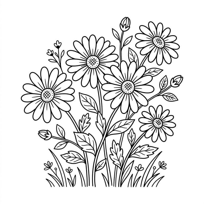 Gänseblümchen im Garten ausmalbilder