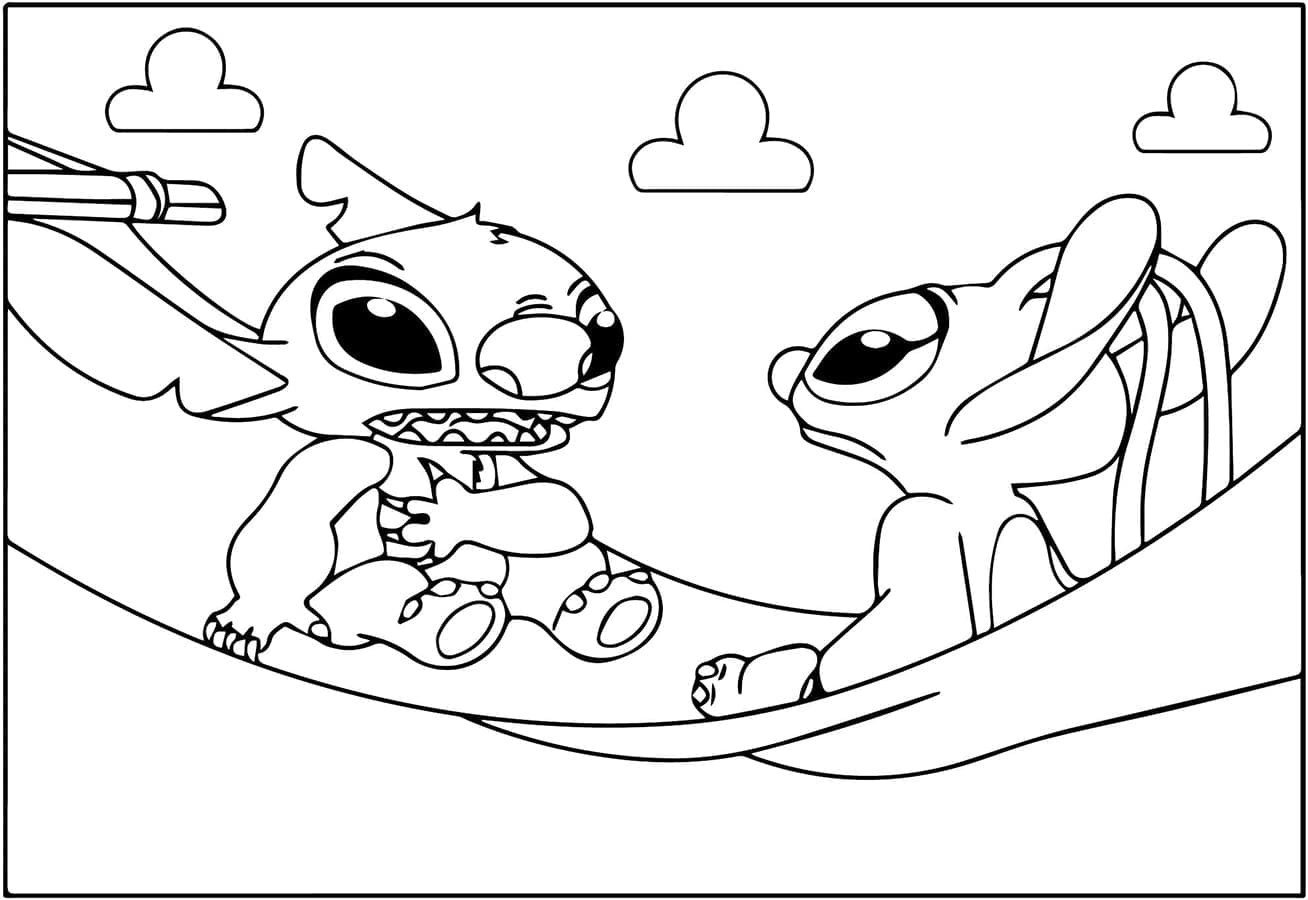 Gratis Stitch und Angel für Kinder ausmalbilder