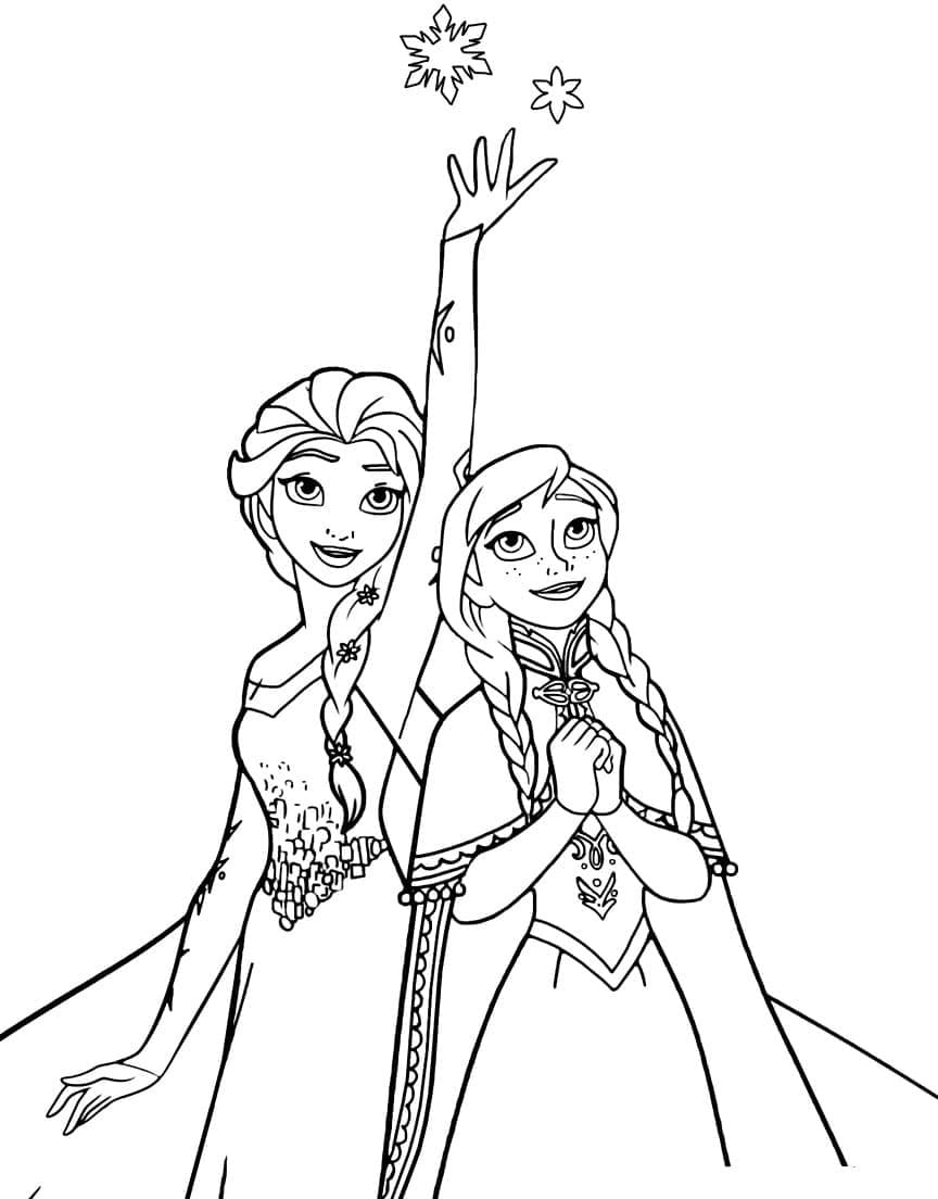 Gratis druckbare Elsa und Anna ausmalbilder