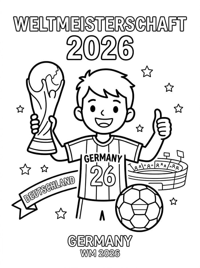 Großartige Weltmeisterschaft 2026 ausmalbilder