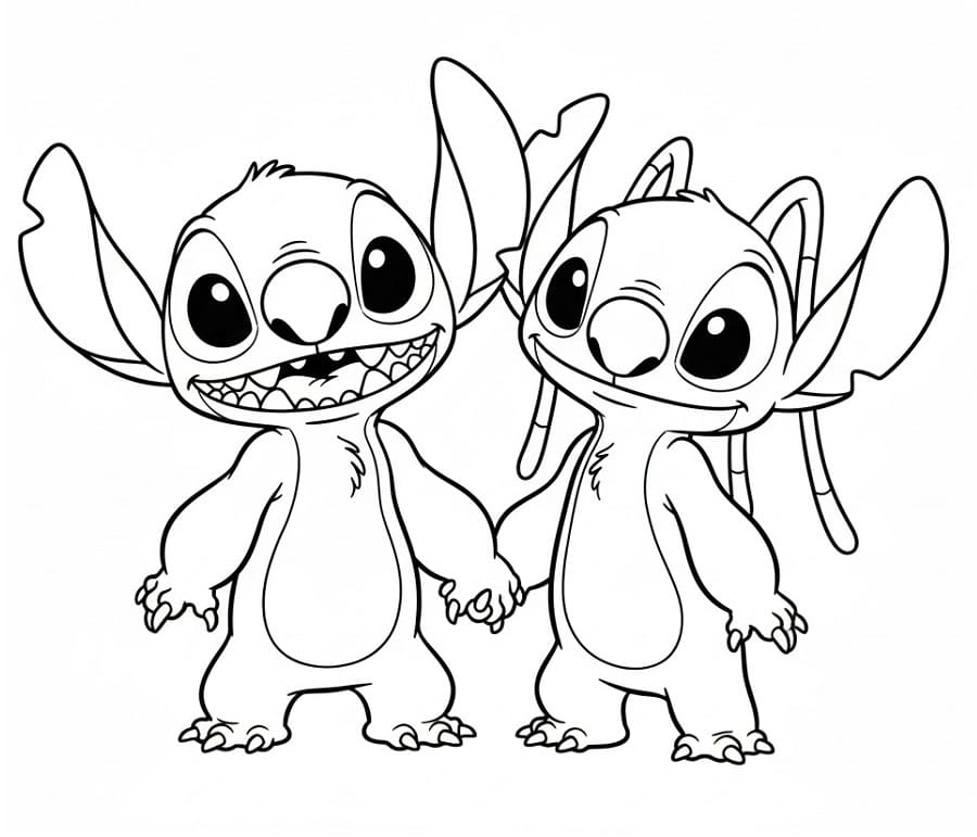 Großartiges Stitch und Angel ausmalbilder
