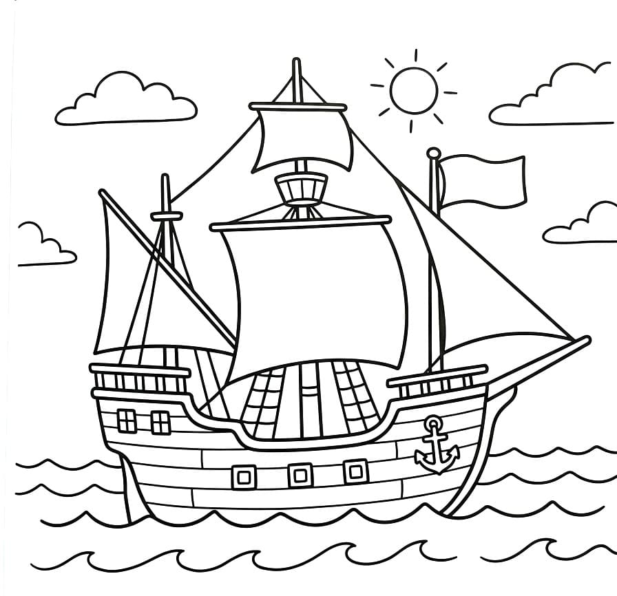 Hölzernes Schiff ausmalbilder