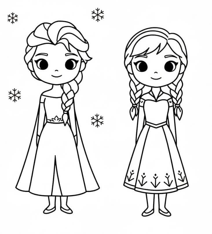Hübsche Elsa und Anna ausmalbilder