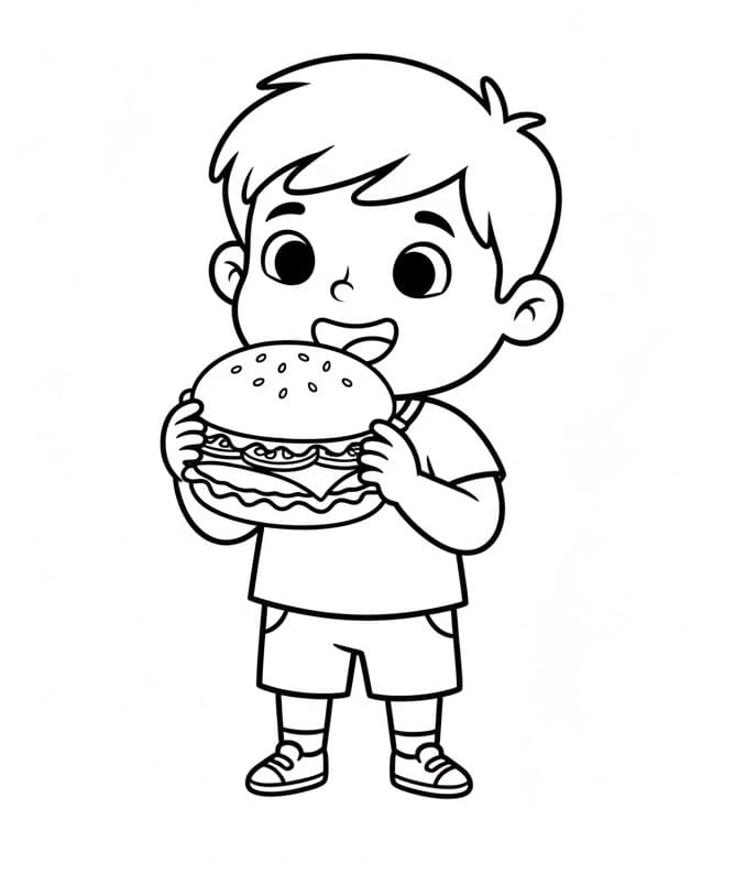 Junge mit Hamburger ausmalbilder
