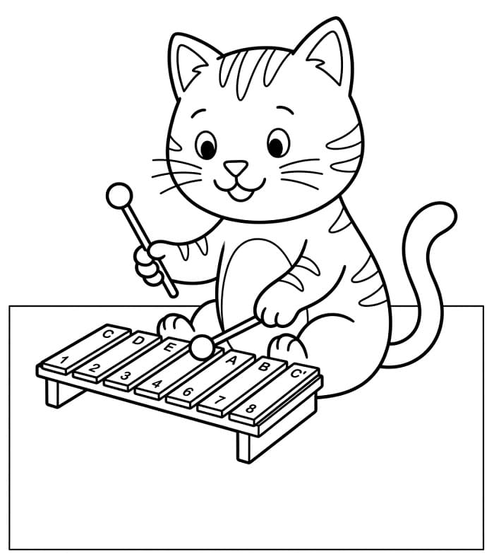 Katze spielt Xylophon ausmalbilder
