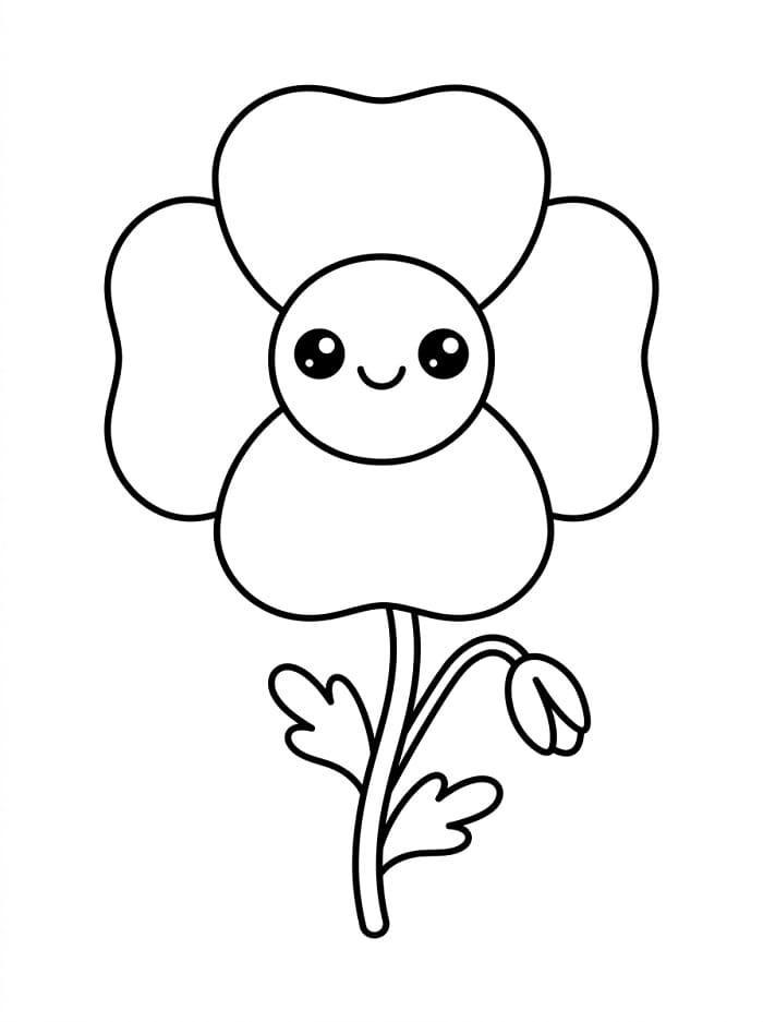 Kawaii Mohnblume ausmalbilder