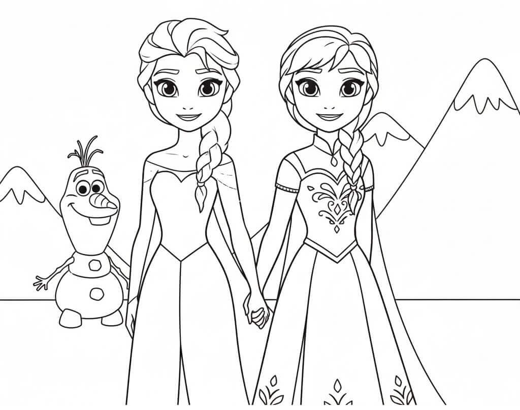 Kostenlos druckbare Elsa und Anna ausmalbilder