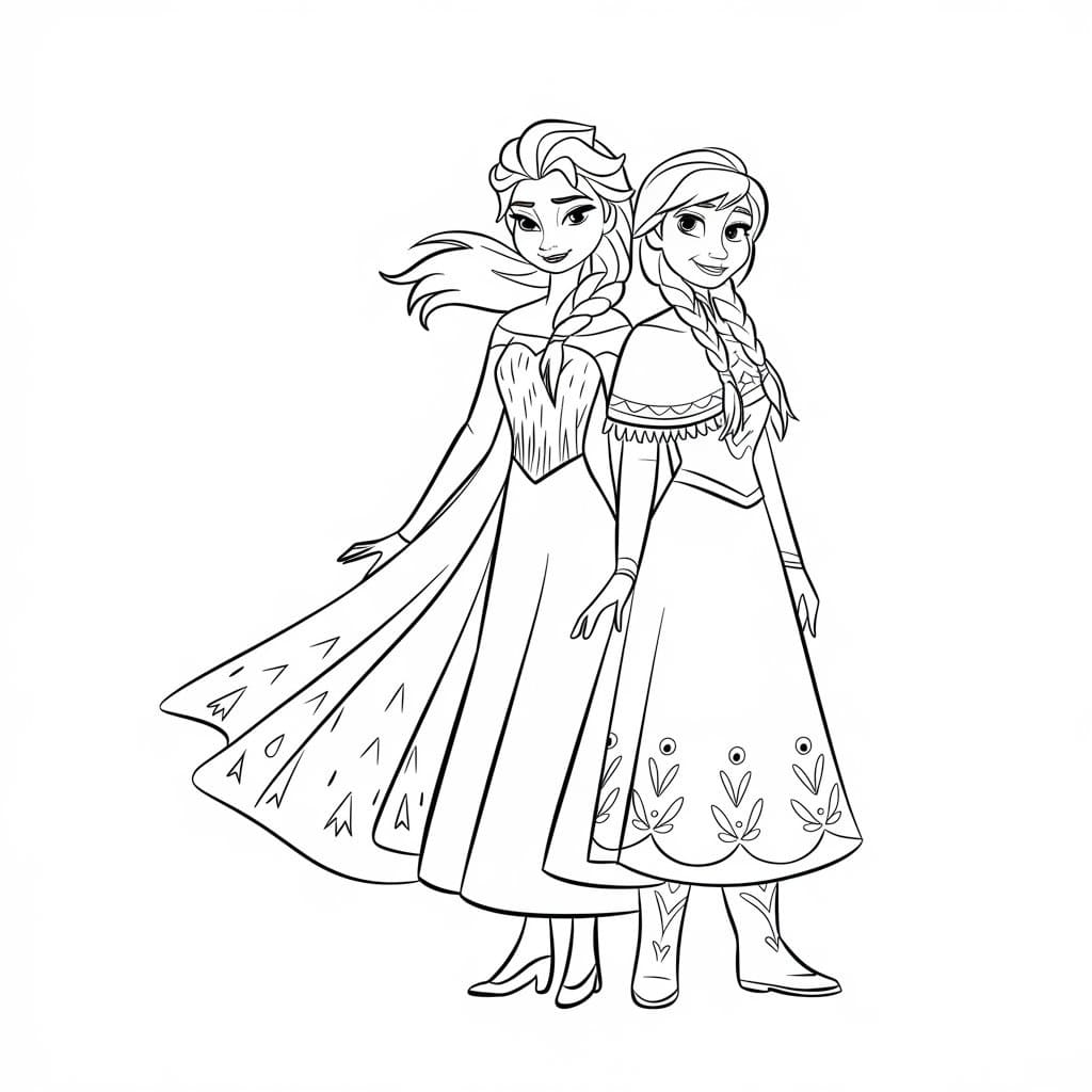 Kostenlose Elsa und Anna für Kinder ausmalbilder
