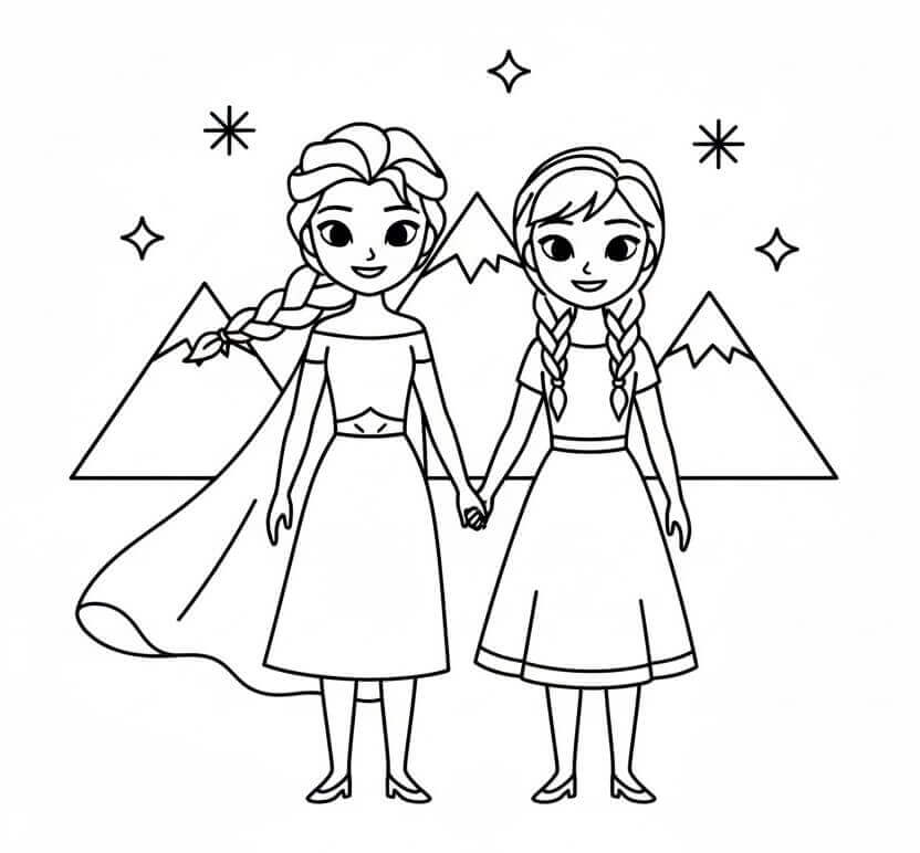 Kostenlose Elsa und Anna ausmalbilder
