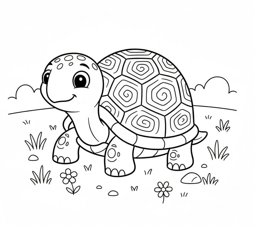 Kostenlose ausdruckbare Schildkröten-Malvorlage ausmalbilder