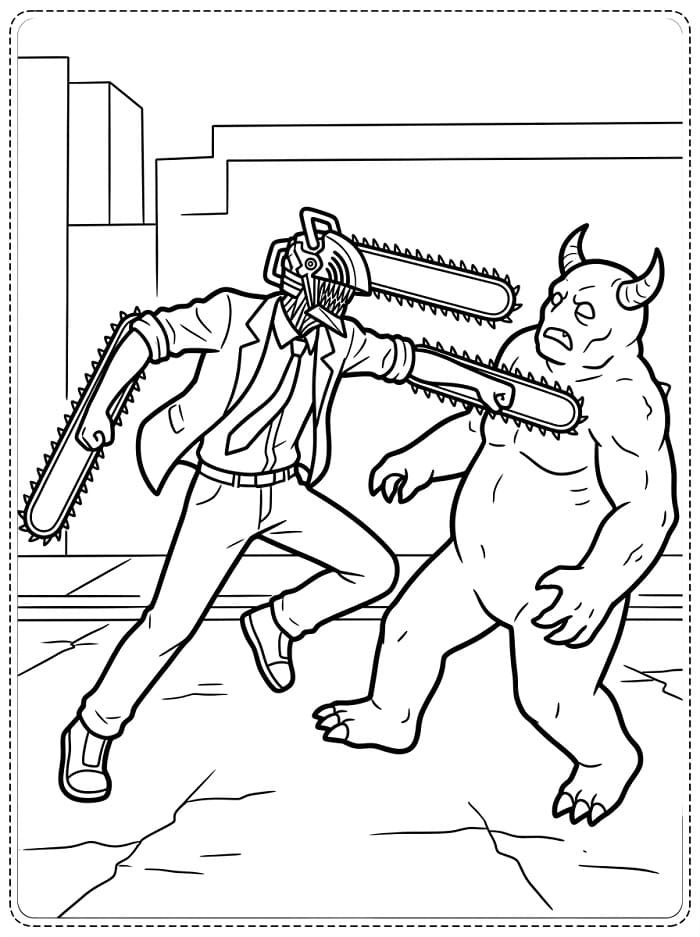 Kostenloser Chainsaw Man ausmalbilder