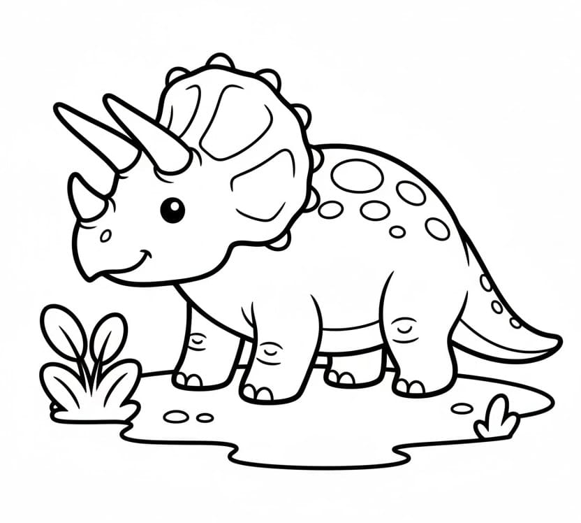 Kostenloser Triceratops für Kinder ausmalbilder