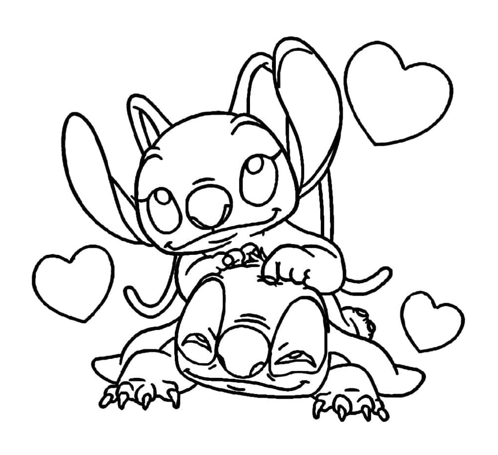 Stitch und Angel ausmalbilder