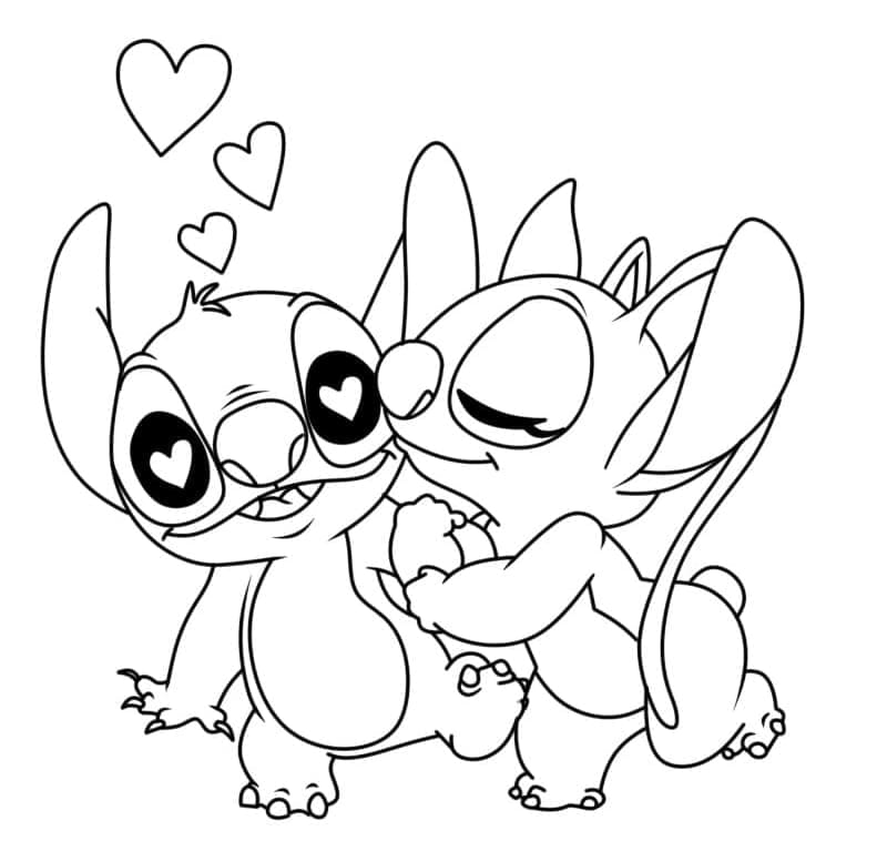 Kostenloses Stitch und Angel zum Ausdrucken ausmalbilder