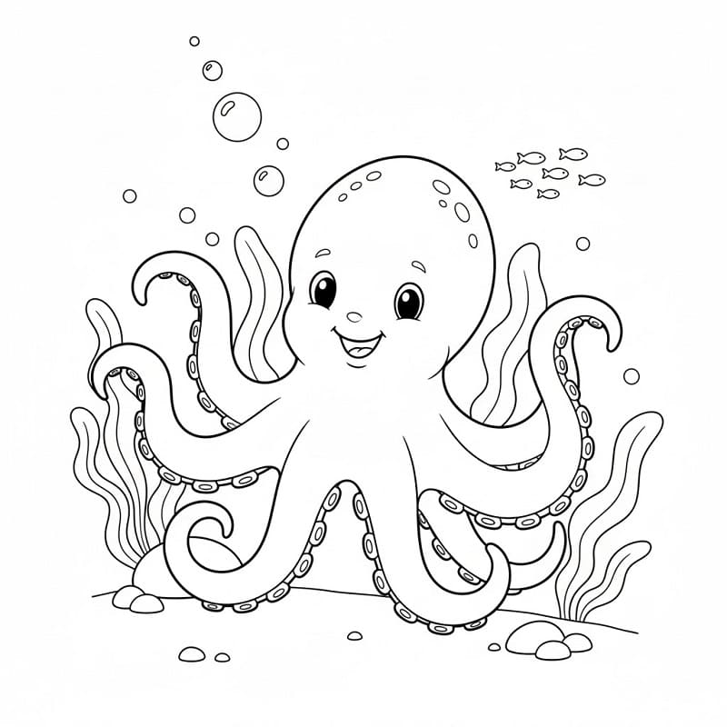 Krake in der Unterwasserwelt ausmalbilder