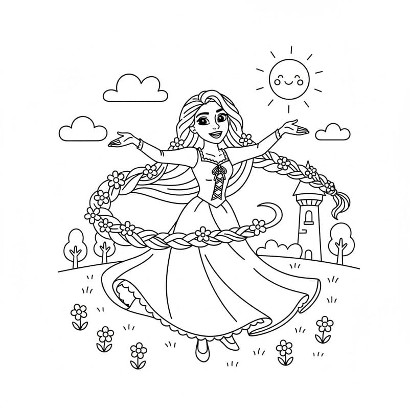 Leichte Rapunzel ausmalbilder