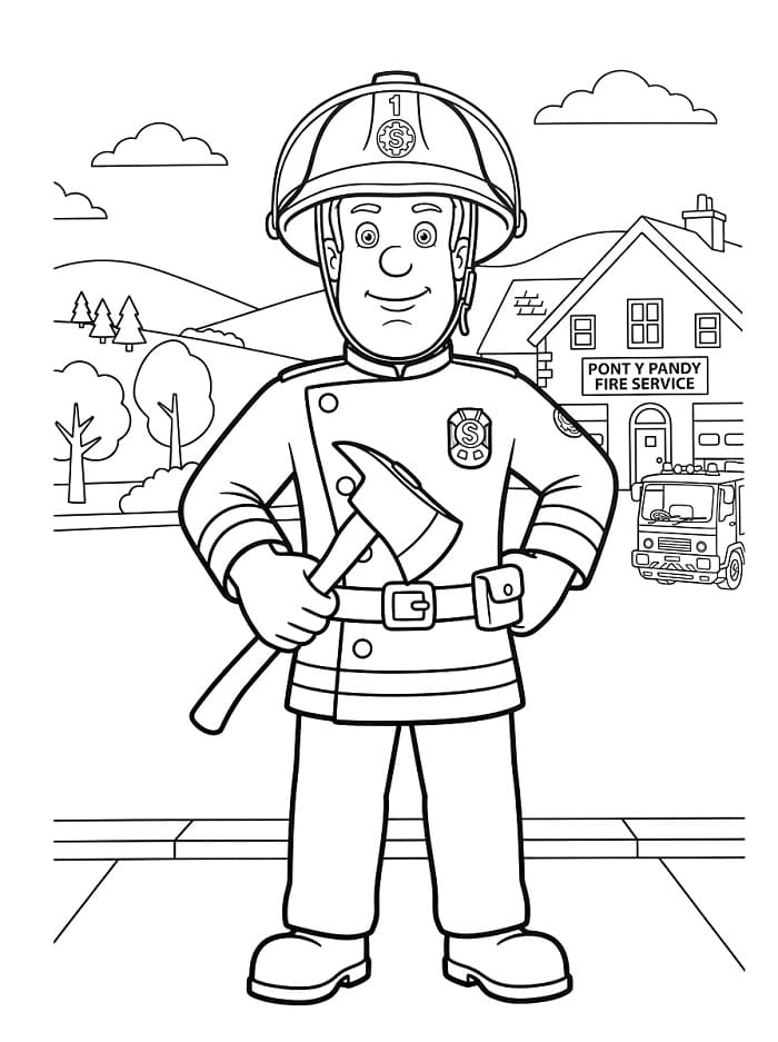Leichter Feuerwehrmann Sam ausmalbilder