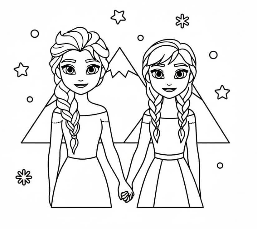 Liebenswerte Elsa und Anna ausmalbilder