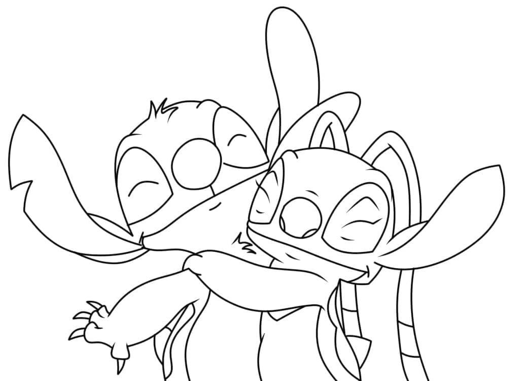 Liebenswertes Stitch und Angel ausmalbilder