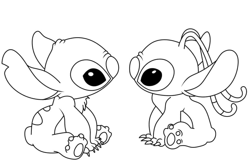 Liebevolles Stitch und Angel ausmalbilder