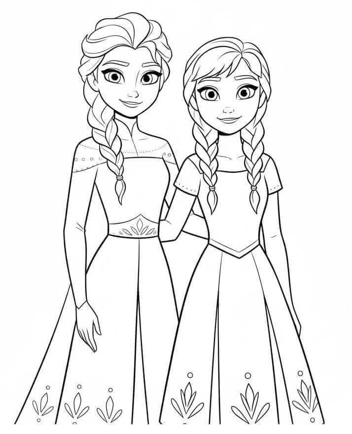 Liebliche Elsa und Anna ausmalbilder