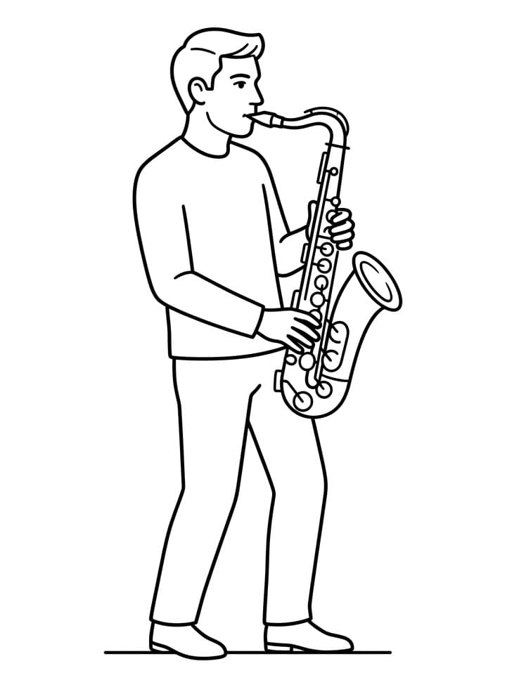 Mann spielt Saxophon ausmalbilder