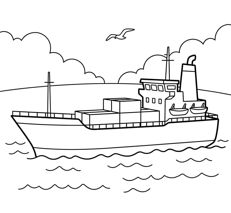 Modernes Schiff ausmalbilder