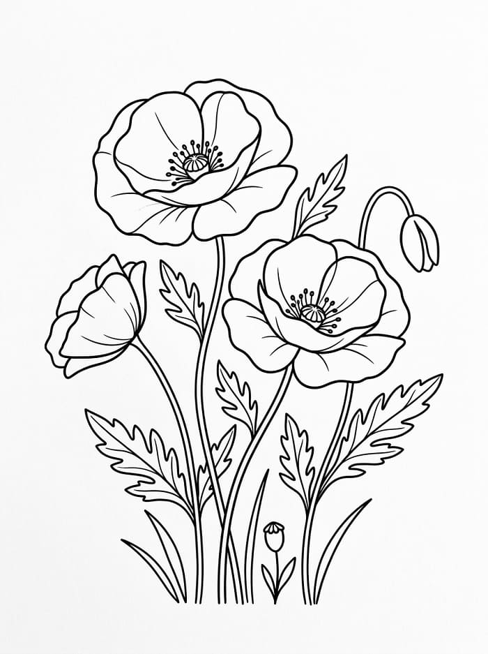 Mohnblume zum Ausdrucken ausmalbilder
