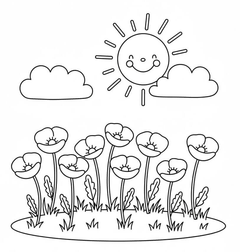 Mohnblume zum Drucken ausmalbilder