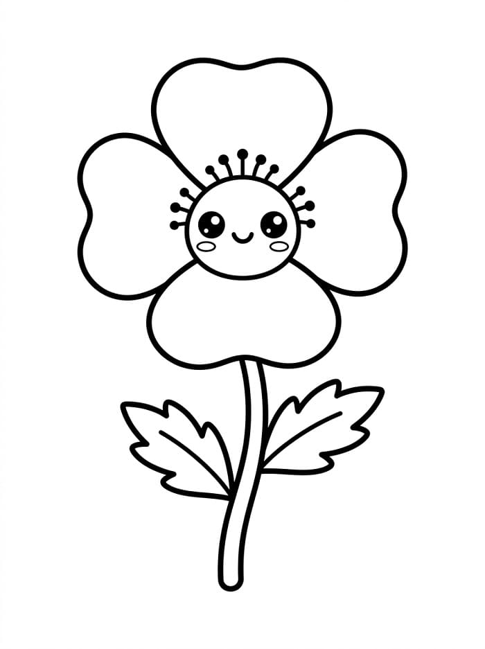 Niedliche Mohnblume ausmalbilder