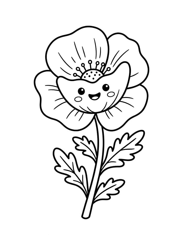 Niedliche Mohnblüte ausmalbilder
