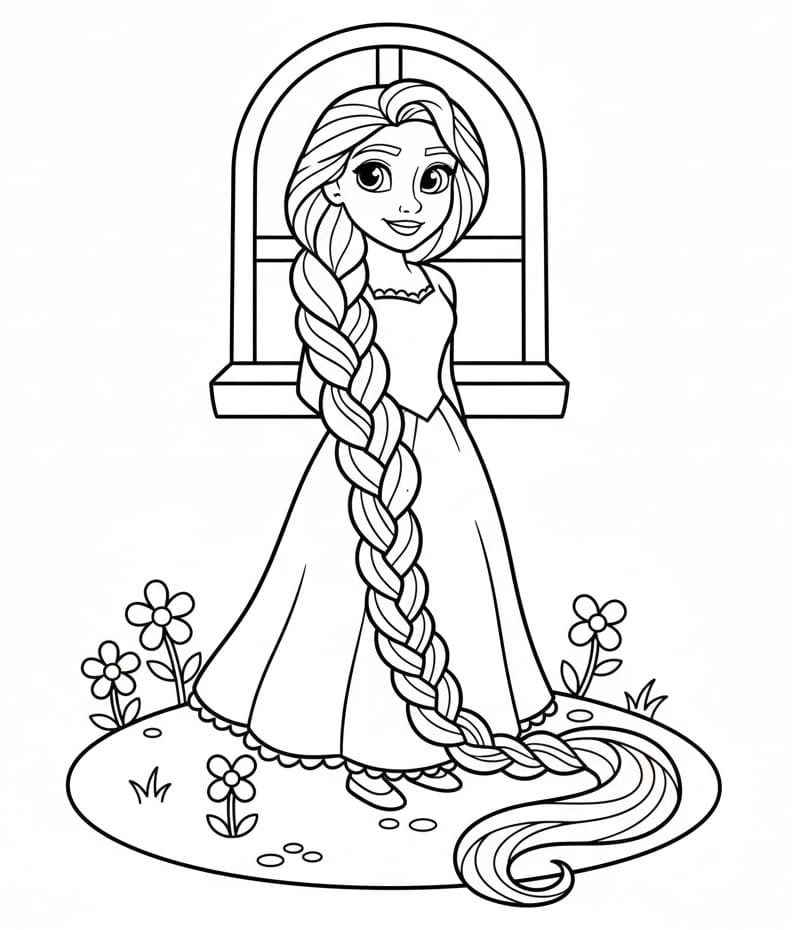 Niedliche Rapunzel ausmalbilder
