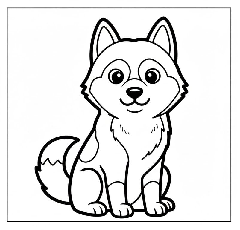 Niedlicher Husky ausmalbilder