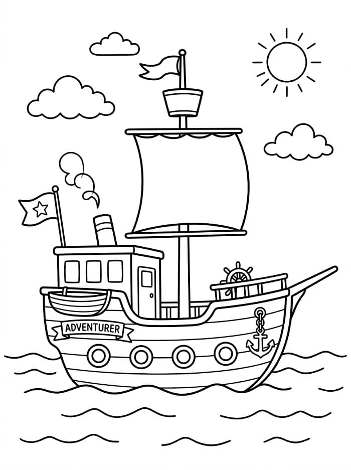Niedliches Schiff ausmalbilder